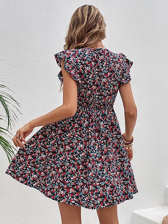 Ruffle Sleeve Western Dress